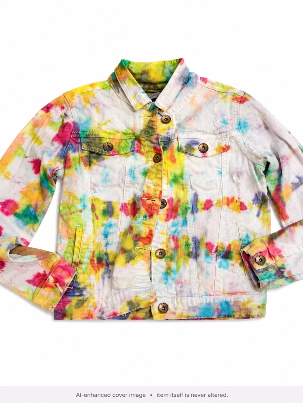 Ci Sono Girls Tie Dye Denim Jacket Size 12 Rainbow Jean Jacket Colorful
